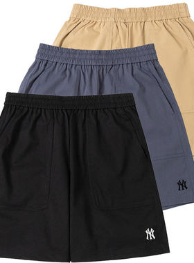 MLB男女同款短裤夏季情侣NY小logo运动宽松舒适五分裤3ASMB0143