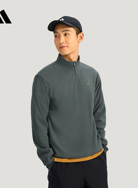 adidas阿迪达斯男26新款华夫格针织半拉链套头卫衣KR2553/KR2554