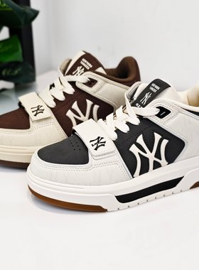 MLB男女鞋25秋新款NY老花复古厚底增高耐磨休闲运动板鞋3ASXW015N
