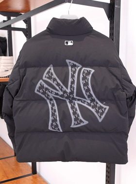 MLB鹅绒羽绒服25秋冬新款男女NY大标立领保暖棉羽外套3ADJM1256