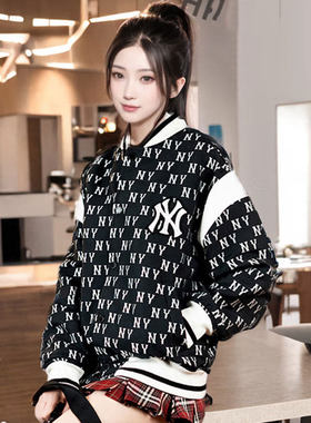 MLB外套24新款NY满标复古老花运动服男女宽松上衣夹克3AJPM0141