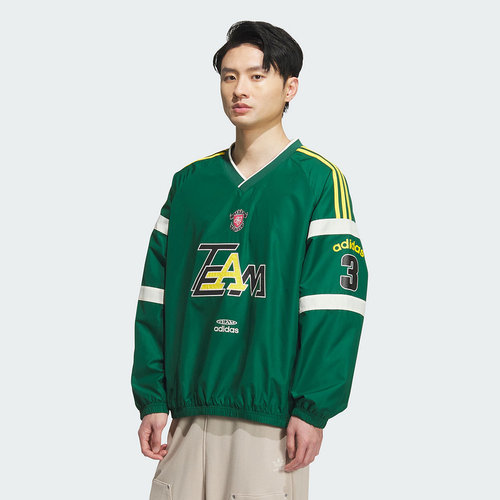 adidas阿迪达斯三叶草V领球衣男宽松长袖套头运动衫KC0112/KC0113