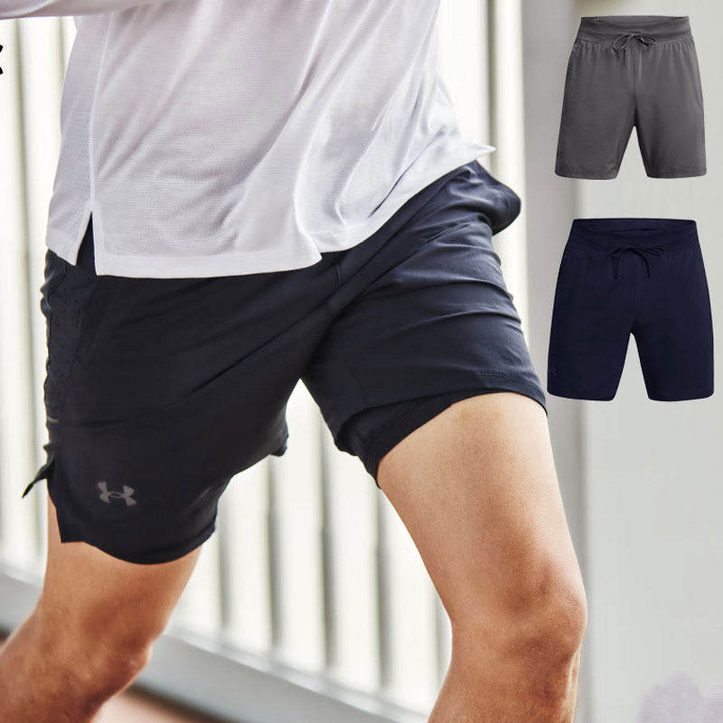 安德玛UA男子短裤Launch 7英寸二合一健身跑步透气运动裤1376831
