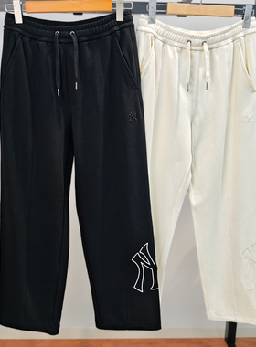 MLB长裤男女25新款NY镂空大标阔腿裤松紧抽绳情侣运动裤3APTB0551