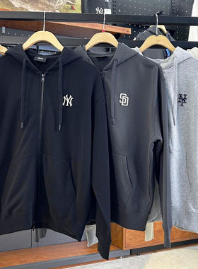 MLB男女同款春季NY刺绣小标情侣上衣连帽开衫卫衣外套3ATRB0144
