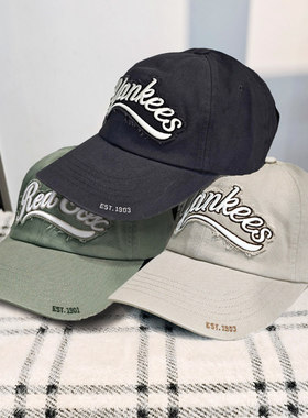 MLB男女棒球帽情侣学院风刺绣logo时尚遮阳鸭舌帽运动帽3ACPV015N