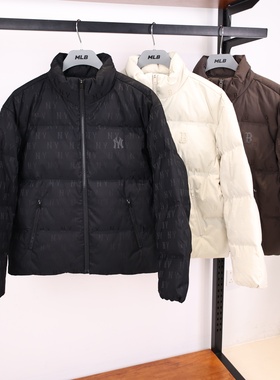 MLB羽绒服25冬季新款男女NY暗纹老花满印立领棉羽外套3ADJM0356