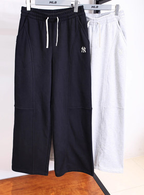 MLB女子长裤25秋冬新款NY小标刺绣卫裤针织宽松运动裤3FPTB1656