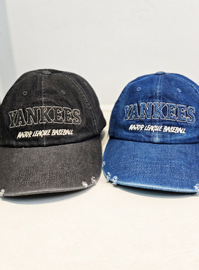 MLB棒球帽男女25新款学院风字母刺绣情侣牛仔运动鸭舌帽3ACPV215N