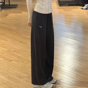 II1870 垂坠刺绣柔软阔腿裤 Nike耐克勾勾女子秋季 针织中腰运动裤