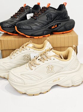 MLB男女鞋25秋新款情侣老爹鞋NY复古厚底增高运动休闲鞋3ASHW005N