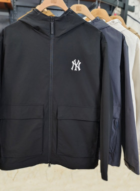 MLB冲锋衣男女秋季NY小标连帽大口袋情侣休闲夹克外套3AWJB0144