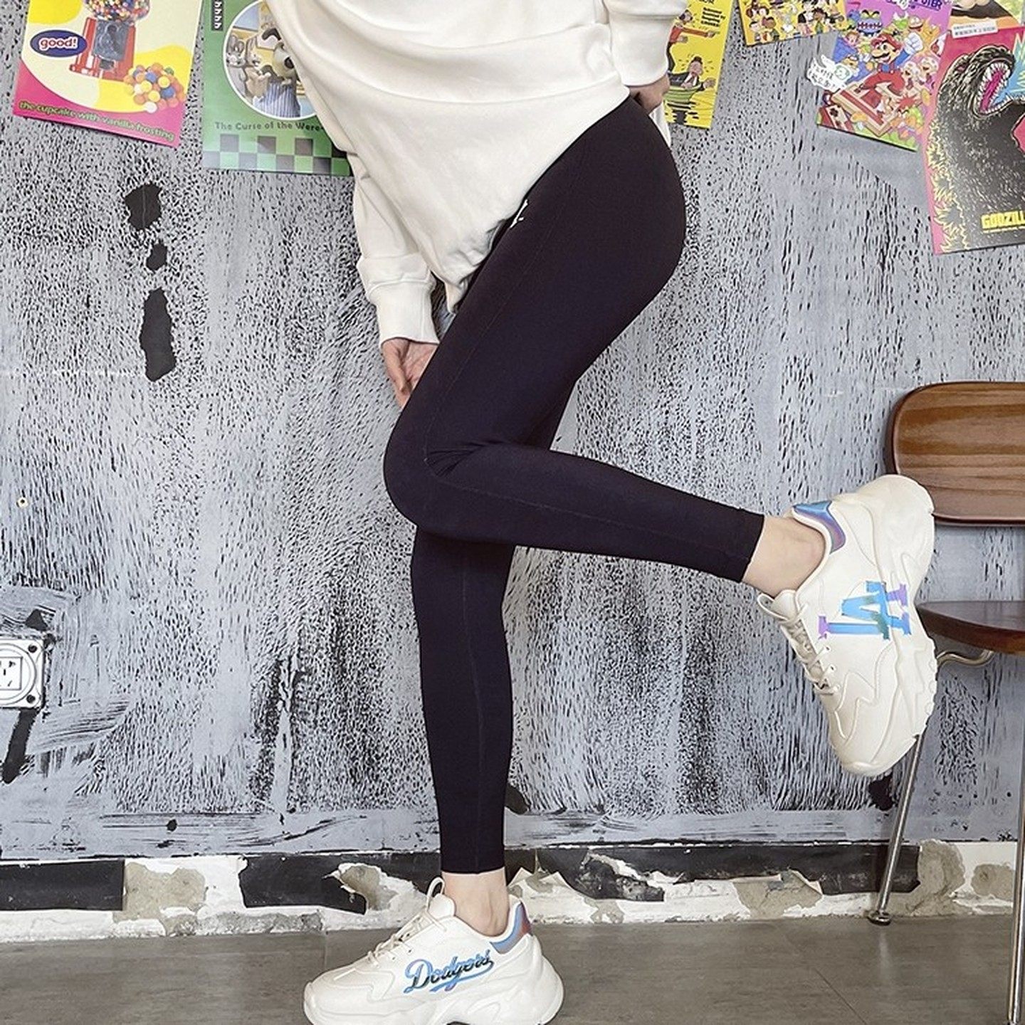 MLB女款运动内搭紧身裤秋冬款NY小标时尚休闲健身瑜伽裤3FLGB0231