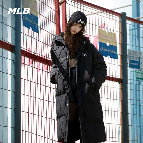 MLB男女同款700蓬长款连帽羽绒服
