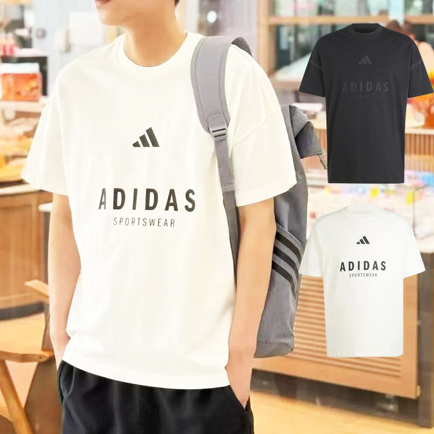 adidas阿迪达斯男子短袖春夏款纯棉半袖圆领运动T恤 JJ3660 3658