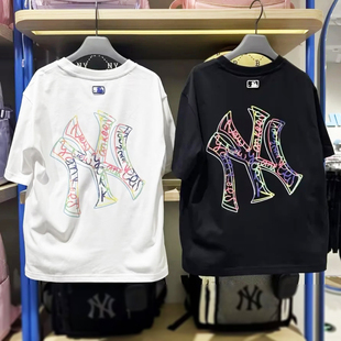 圆领半袖 NY彩绘大标男女童装 运动T恤7ATSB1953 25新款 MLB儿童短袖