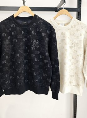 MLB情侣卫衣25秋季新款男女NY老花满印圆领运动套头衫3AMTM0154