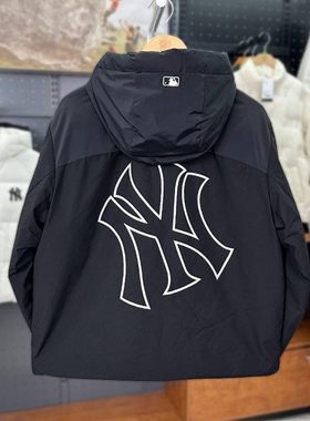 MLB羽绒服男女秋冬款NY镂空大标情侣保暖防风运动外套3ADJB0646