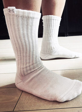 安德玛UA袜子男女25新款Sportstyle棉质运动中筒袜-2双装1390129