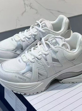 MLB男女老爹鞋NY立体logo情侣网面厚底增高运动休闲鞋3ARNPDL4N