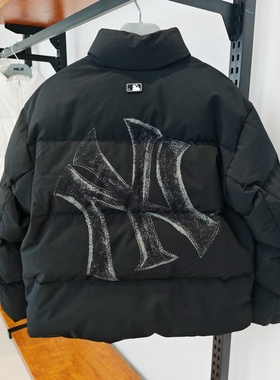 MLB羽绒服男女25新款NY大标印花防水立领运动棉羽外套3ADJB5056