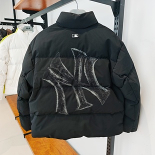 MLB羽绒服男女25新款 NY大标印花防水立领运动棉羽外套3ADJB5056