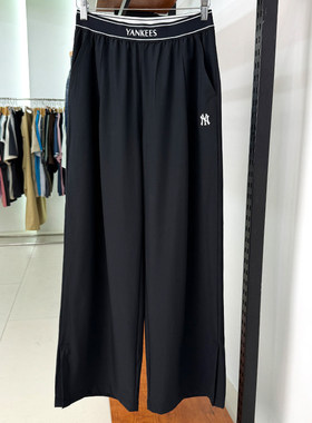 25新款MLB女子NY字母小标阔腿裤休闲百搭运动直筒长裤3FWPB0153