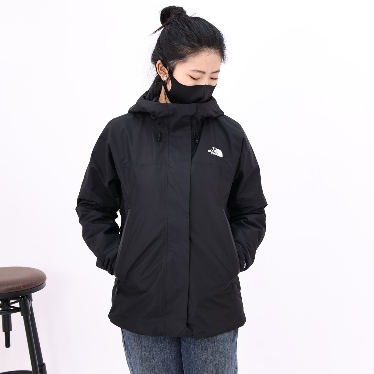 北面防水抓绒内胆三合一冲锋衣女