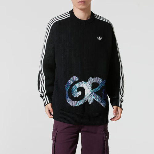 阿迪达斯男子圆领运动休闲针织衫