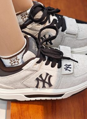 MLB学长鞋男女25冬新款情侣NY翻毛皮厚底增高休闲运动鞋3ASXH015N