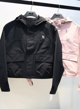 MLB冲锋衣26新款女子NY短款工装防泼水休闲运动夹克外套3FWJB0161