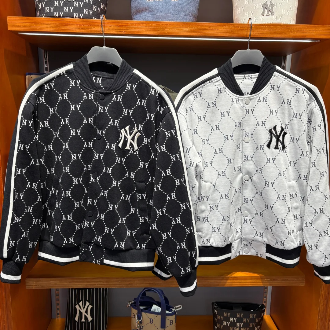 MLB棒球服新款NY钻石老花男女同款情侣学院风立领单夹克3AJPM0951