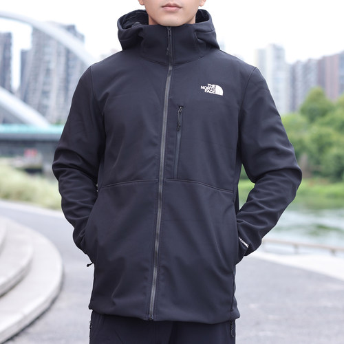 秋冬款TheNorthFace北面男士户外防泼水加绒软壳衣连帽外套83S5