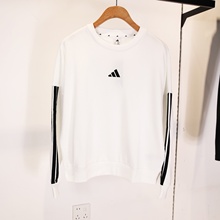 Adidas阿迪达斯女25秋冬新款圆领针织条纹运动卫衣JE0014 JD5285