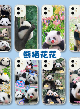 大熊猫和花vivo手机壳oppo熊猫花花Reno11Pro国宝iQOO12小熊猫s19照片10可爱8周边Neo9适用6se果赖5真我x100+