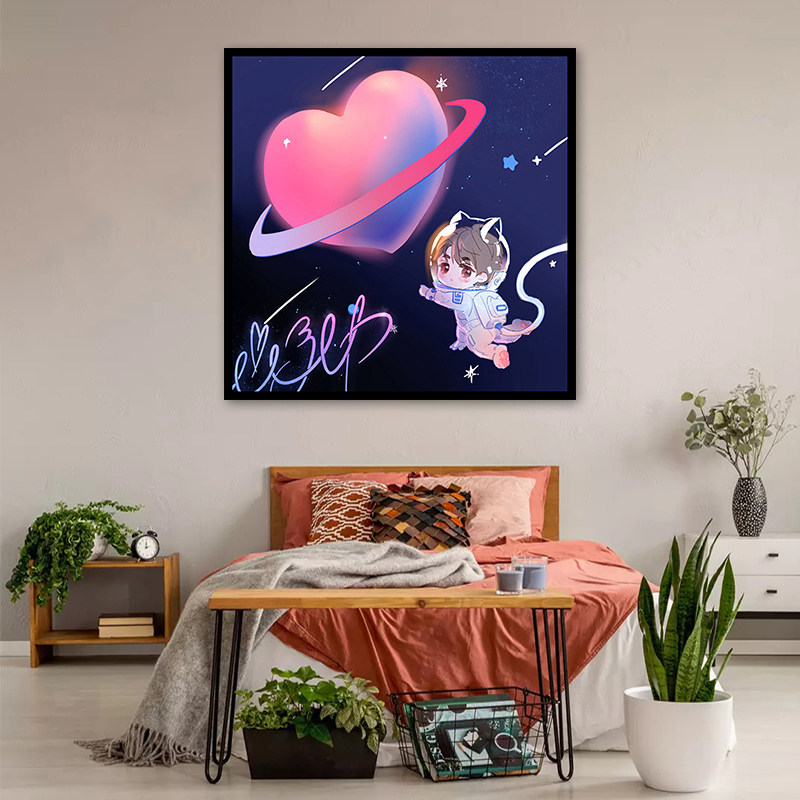 可爱q版王俊凯ins插画手绘填色创意休闲减压diy数字油画宿舍挂画