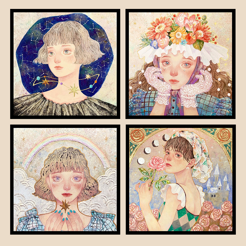 ins唯美女生头像插画手绘diy数字油画减压帆布画宿舍装饰画送朋友