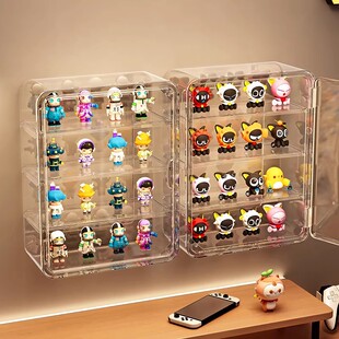 盲盒收纳展示架透明亚克力壁挂式乐泡泡玛特高立牌挂墙手办收纳盒