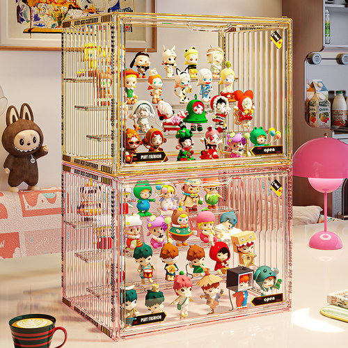 盲盒收纳展示架手办展示柜子防尘