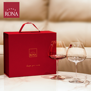 RONA新品进口水晶玻璃勃艮第酒杯波尔多干红白葡萄酒杯高脚杯礼盒