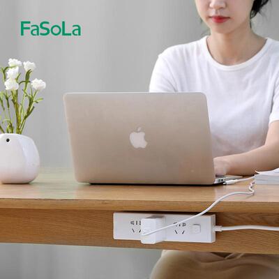 FaSoLa排插式固家定器免打孔壁挂用墙电上线收纳无痕自粘插排挂墙