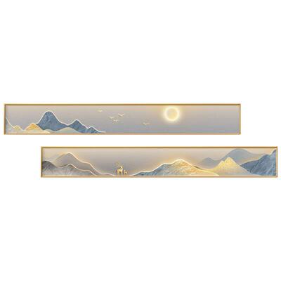日照金客厅装代饰画现轻奢山水画高发级感长条挂山画沙背景墙BJZD