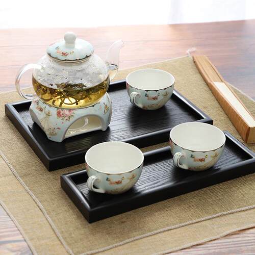 纹厂MTP-B003家黑色托纳盘木长木方形商用家用实茶盘餐盘茶具水果