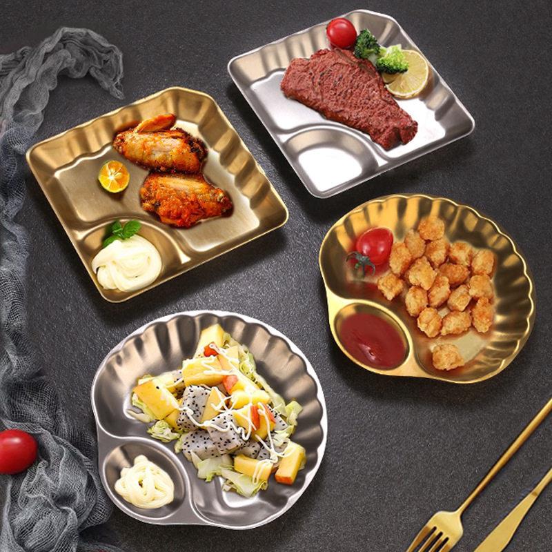 不锈钢小盘金色贝AOF壳型分格小盘食饺盘创意醋碟子贝壳盘方盘托