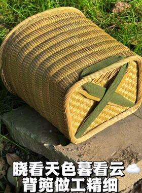 背精编竹篼编方筐纯手竹工收纳筐竹篾085背竹篮子竹编背篼背篓竹