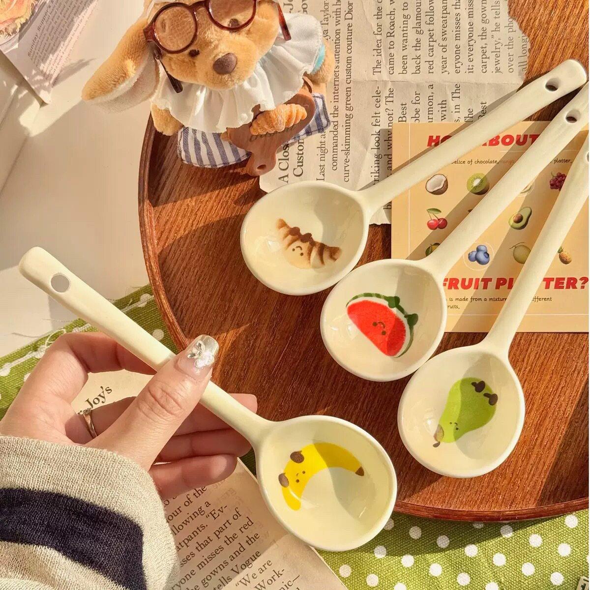 水果可颂陶勺子釉调下彩瓷家用RY-0883吃饭陶瓷小汤勺羹勺饭勺甜