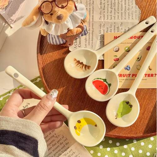 水果可颂陶勺子釉调下彩瓷家用RY-0883吃饭陶瓷小汤勺羹勺饭勺甜