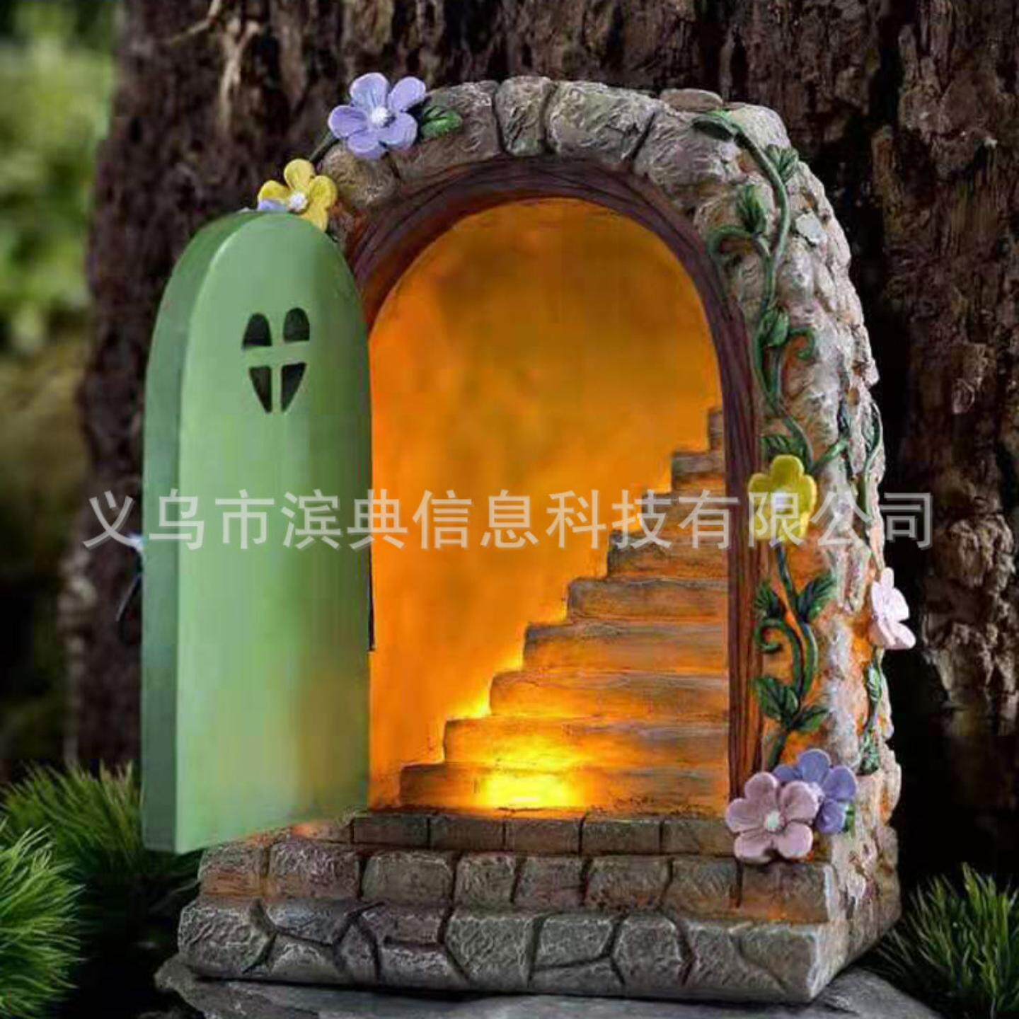 新款楼梯仙女花门太阳能庭院摆件