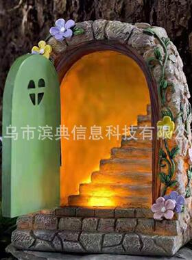 新款楼梯仙女花门太阳能庭院摆件