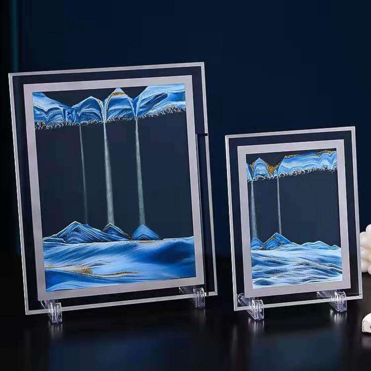 生日礼物沙漏摆件3D山水画玻璃流沙画创意办公室桌面摆件礼品